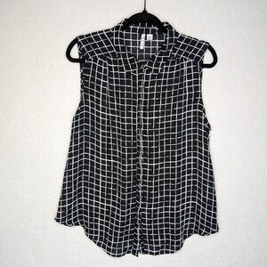 Elle Sleeveless Collared Button Up Blouse Size L